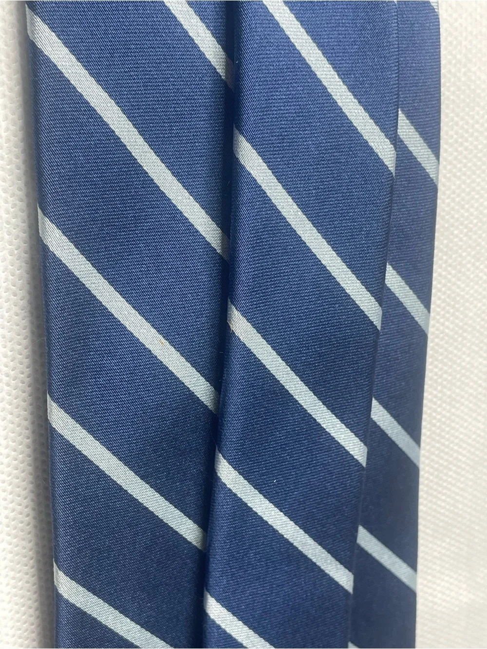 Brooks Brothers Makers Repp Silk Tie Navy Blue Preppy Striped Textured Necktie